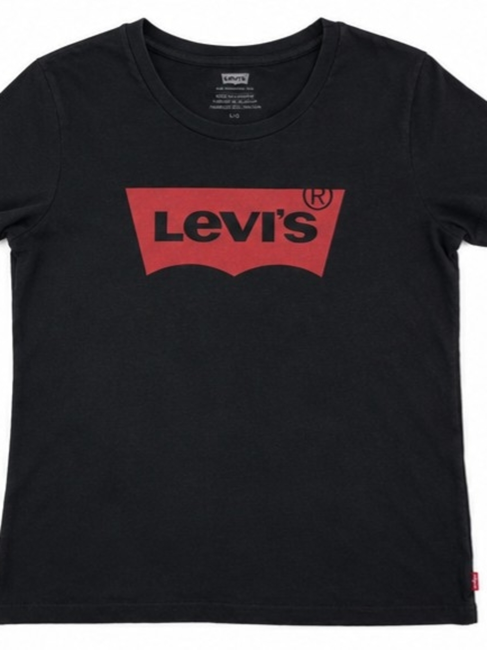 Levi's Black Tee with Red Batwing Logo
